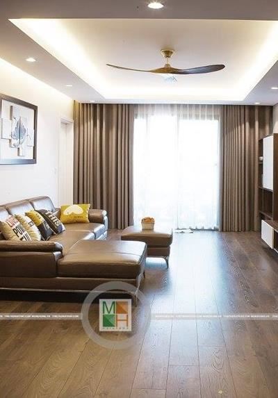  Thi công nội thất chung cư hiện đại gỗ óc chó tại Mandarin Garden