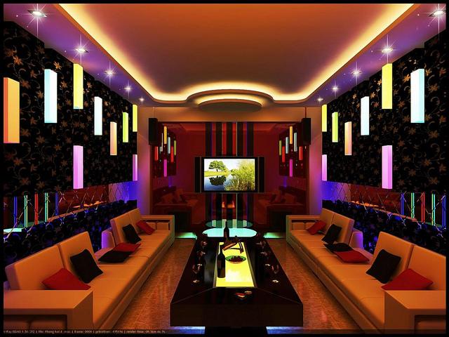 Kết quả hình ảnh cho Thiết kế quán karaoke với vách kính nghệ thuật