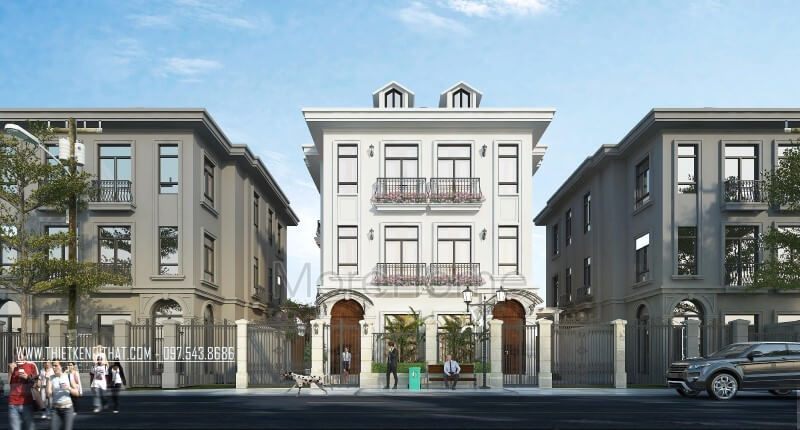 Kiến trúc biệt thự Vinhomes Greenbay được thiết kế theo phong cách tân cổ điển kiểu Pháp.
